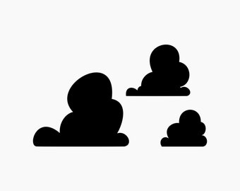 Cute Toy Clouds, Cartoon Clouds Shape, Fluffy Cloud Illustration. Svg Png Eps Dxf Cut files.