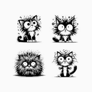 Frazzled Cat. 4 Svg Bundle. Svg Png Eps Dxf Cut files.