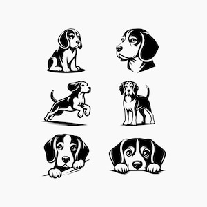 Beagle Dog. 6 Svg Bundle. Svg Png Eps Dxf Cut files.