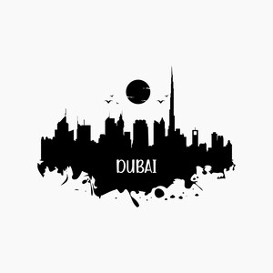 Dubai Skyline Silhouette. Svg Png Eps Dxf Cut files.
