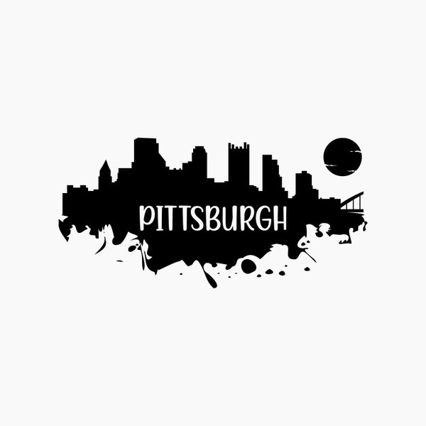 Pittsburgh Skyline silhouette. Svg Png Eps Dxf Cut files.