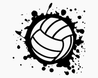 Volleyball ball splat ink. Svg Png Eps Dxf Cut files.