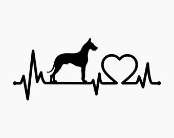Dog Great Dane Heartbeat. Svg Png Eps Dxf Cut files.