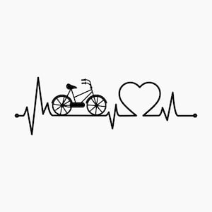 Bicicleta con corazón palpitante. Archivos de corte Svg Png Eps Dxf.