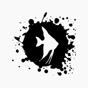 Angelfish Splat Ink. Svg Png Eps Dxf Cut files.