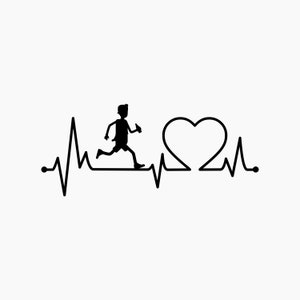 Marathon Runner Heartbeat. Svg Png Eps Dxf Cut files.