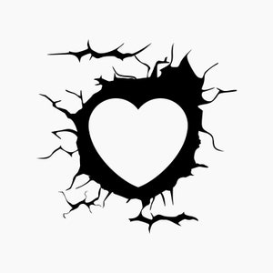 Heart Cracked Wall. Svg Png Eps Dxf Cut files.