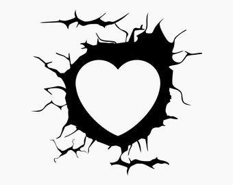 Heart Cracked Wall. Svg Png Eps Dxf Cut files.