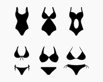 Bikini-badpak. 6 SVG-bundel. Svg Png Eps Dxf Cut-bestanden.