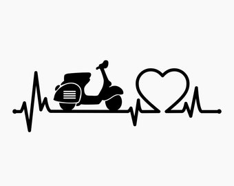 Scooter heartbeat Silhouette. Svg Png Eps Dxf Cut files.