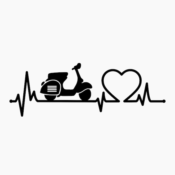 Scooter heartbeat Silhouette. Svg Png Eps Dxf Cut files.