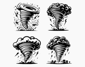 Tornado. 4 Svg Bundle. Svg Png Eps Dxf Cut files.