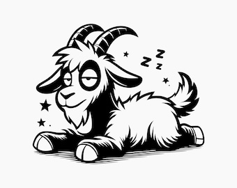 Tired Goat. Svg Png Eps Dxf Cut files.