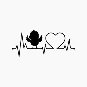 Chick Heartbeat. Svg Png Eps Dxf Cut files.