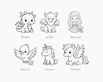 Kawaii Mythical Creatures Clipart – Fantasy SVG Bundle (Cut Files)