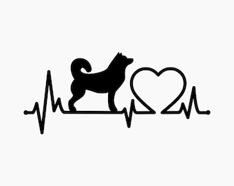 Dog Siberian Husky heartbeat. Svg Png Eps Dxf Cut files.