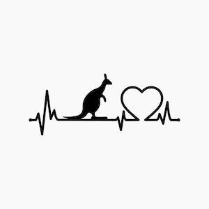 Kangaroo Heartbeat. Svg Png Eps Dxf Cut files.