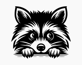 Peeking Raccoon. Svg Png Eps Dxf Cut files.