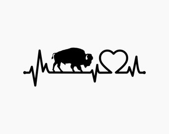 Buffalo Heartbeat. Svg Png Eps Dxf Cut files.