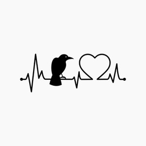 Raven Heartbeat. Svg Png Eps Dxf Cut files.