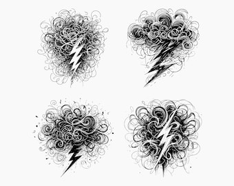Thunder Svg Bundle Cricut, Lightning Svg Bundle, Dxf, Png, Pdf, Eps ...