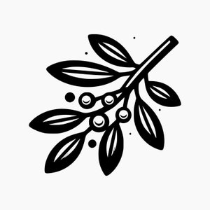 Branche de gui, brindille de verdure de Noël. Fichiers de coupe Svg Png Eps Dxf.