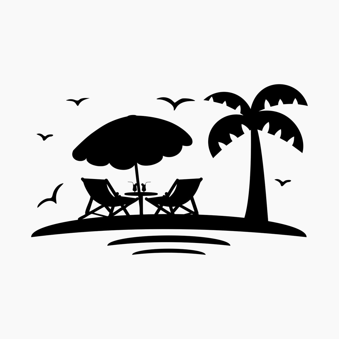 Palm and Beach Chair Relax Black Silhouette. Svg Png Eps Dxf Etsy