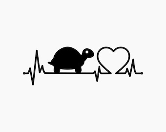 Turtle Heartbeat. Svg Png Eps Dxf Cut files.