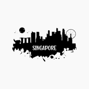 Singapore Skyline Silhouette. Svg Png Eps Dxf Cut files.