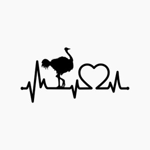 Ostrich Heartbeat. Svg Png Eps Dxf Cut files.