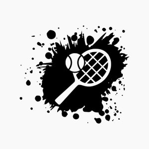 Tennis Racket With Splatter Vector Tennis Splat Ink. Svg Png Eps Dxf Cut Files. - Etsy