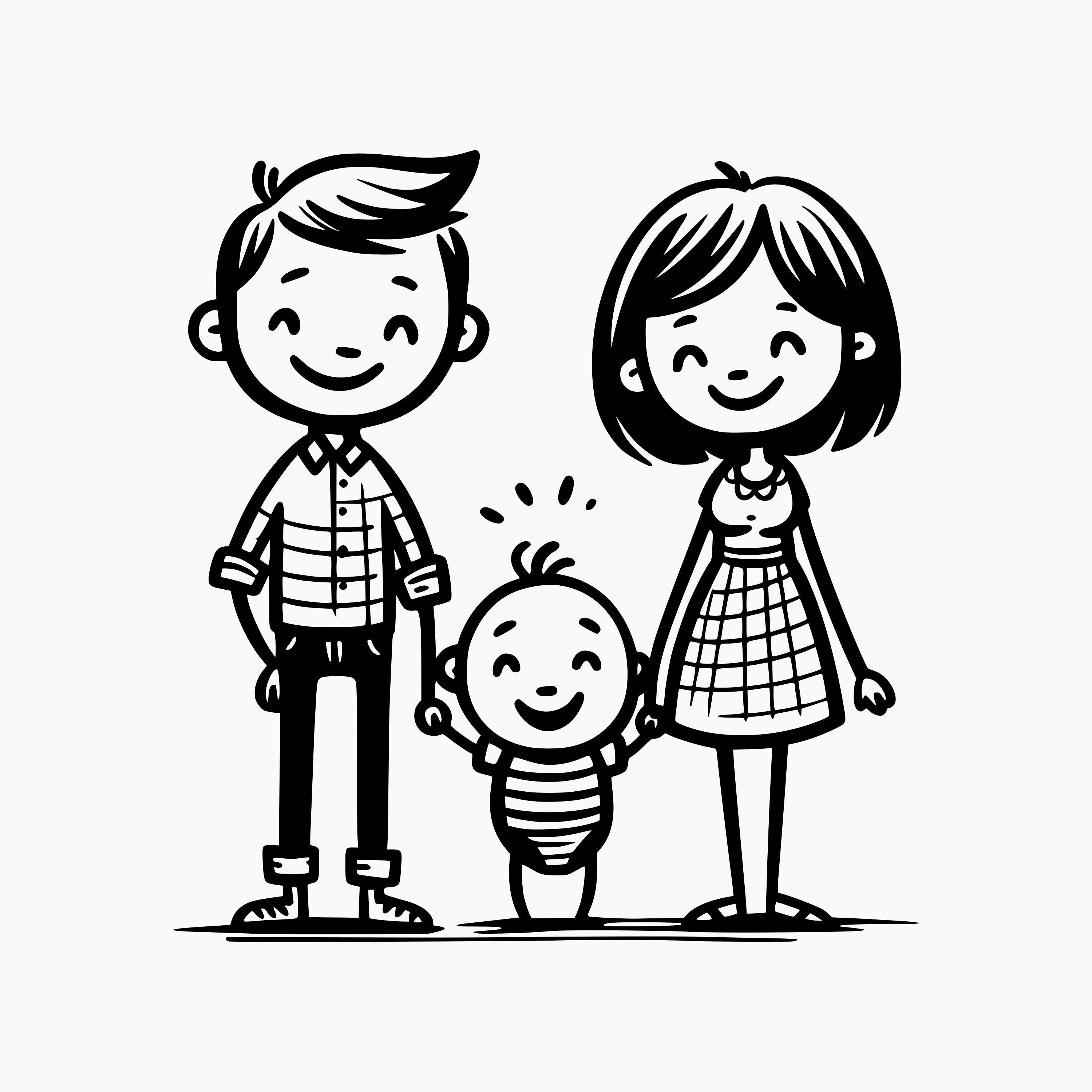 Cartoon Happy Family SVG Bundle, Dad Mom Baby (cut Files) - Etsy, image size:3000x3000