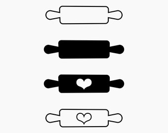 Rolling Pin. 4 Svg Bundle. Svg Png Eps Dxf Cut files.