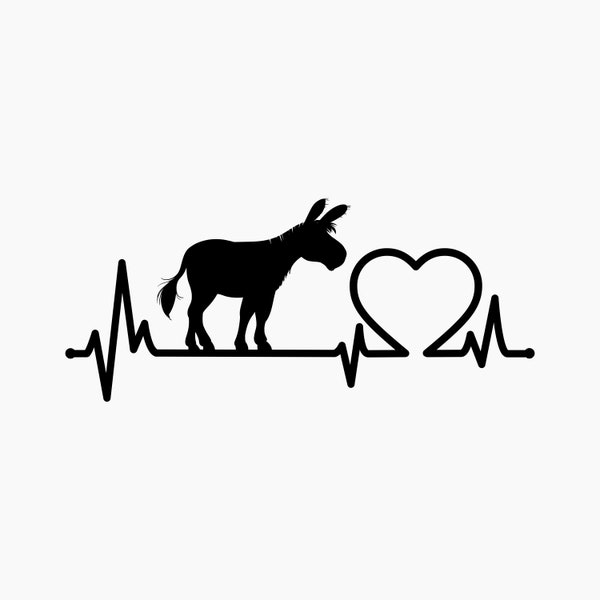 Donkey Heartbeat. Svg Png Eps Dxf Cut files.