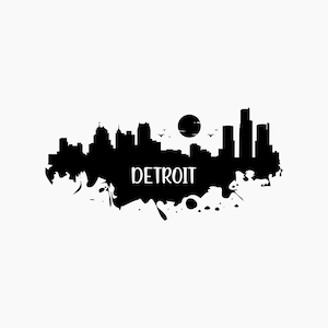 Detroit Skyline Silhouette. Svg Png Eps Dxf Cut files.