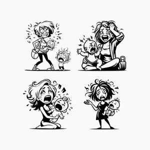 Frazzled Mum. 4 Svg Bundle. Svg Png Eps Dxf Cut files.