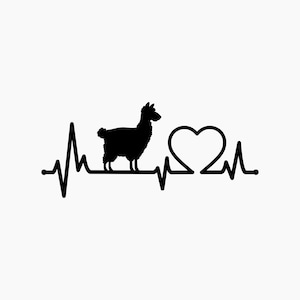 Llama Heartbeat. Svg Png Eps Dxf Cut files.
