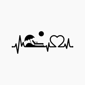 Beach Umbrella Heartbeat. Svg Png Eps Dxf Cut files.