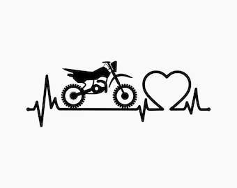 Motocross heartbeat. Svg Png Eps Dxf Cut files.