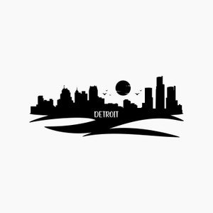 Detroit Skyline silhouette. Svg Png Eps Dxf Cut files.
