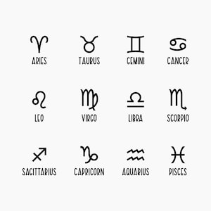 Zodiac signs. Svg Png Eps Dxf Cut files.