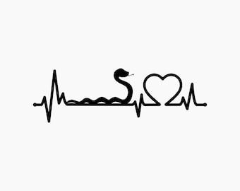 Snake Heartbeat. Svg Png Eps Dxf Cut files.