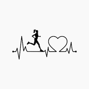 Runner Girl Heartbeat. Svg Png Eps Dxf Cut files.