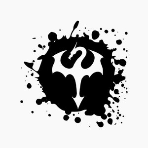 Tribal Dragon Splat Ink. Svg Png Eps Dxf Cut files.