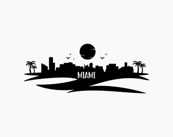 Miami Skyline silhouette. Svg Png Eps Dxf Cut files.