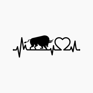 Bull Cartoon Heartbeat. Svg Png Eps Dxf Cut files.