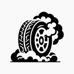 Tire in Smoke. Svg Png Eps Dxf Cut files.