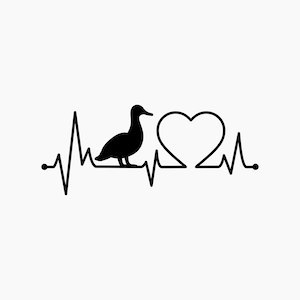 Duck Heartbeat. Svg Png Eps Dxf Cut files.