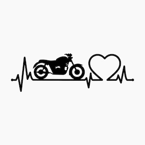 Motorcycle heartbeat #2. Svg Png Eps Dxf Cut files.