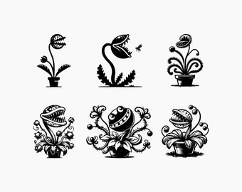 Carnivorous Plant. 6 Svg Bundle. Svg Png Eps Dxf Cut files.